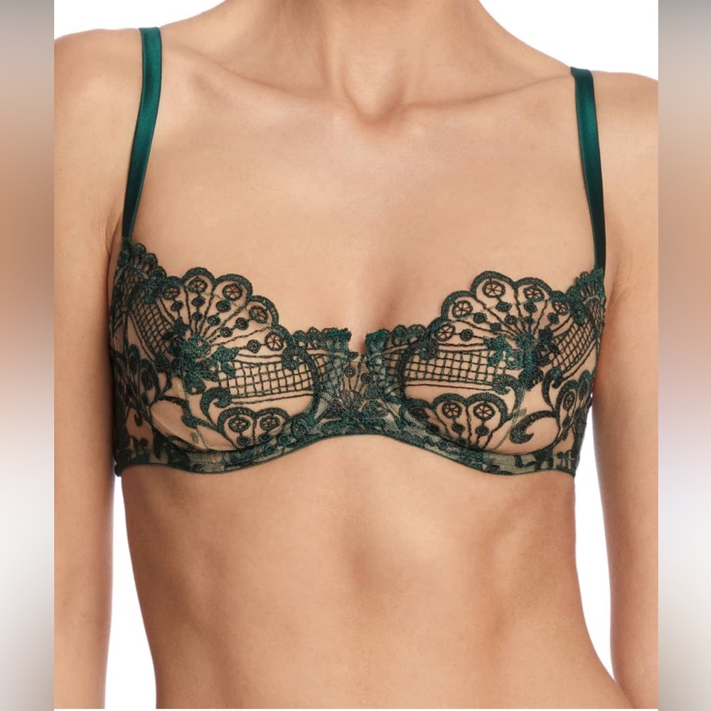 I.D Sarrieri Midnight Dream Balconette embroidered Lace Underwire Green Bra